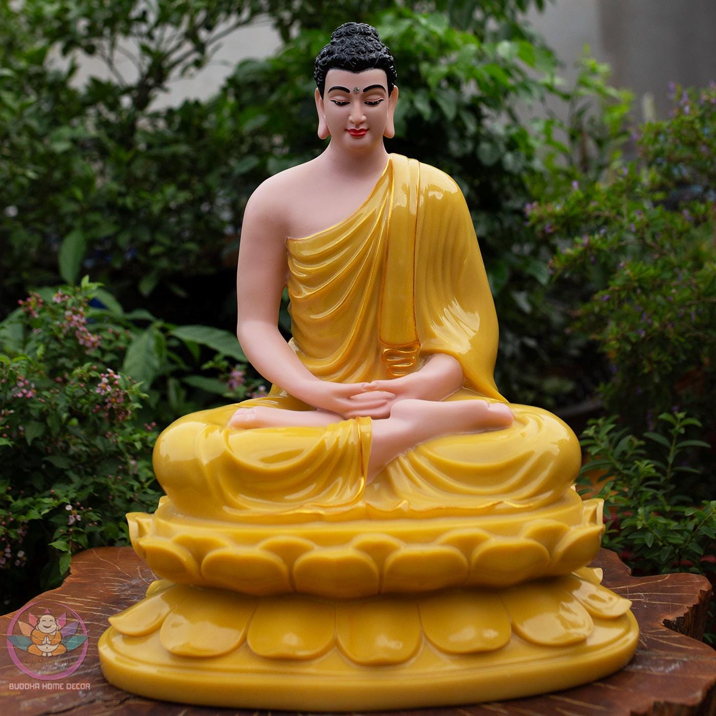 Shakyamuni Buddha Statue – 19.7 inch (50cm) | Yellow Quartz Stone Finish | Meditation & Enlightenment Decor