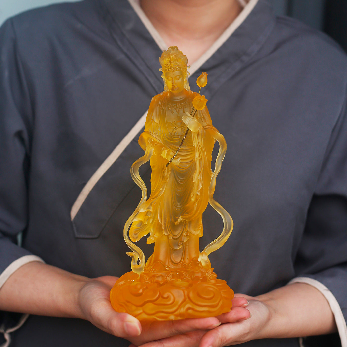 Seishi Bodhisattva Statue – Golden Seishi Buddha Figurine | 23cm Resin Sculpture