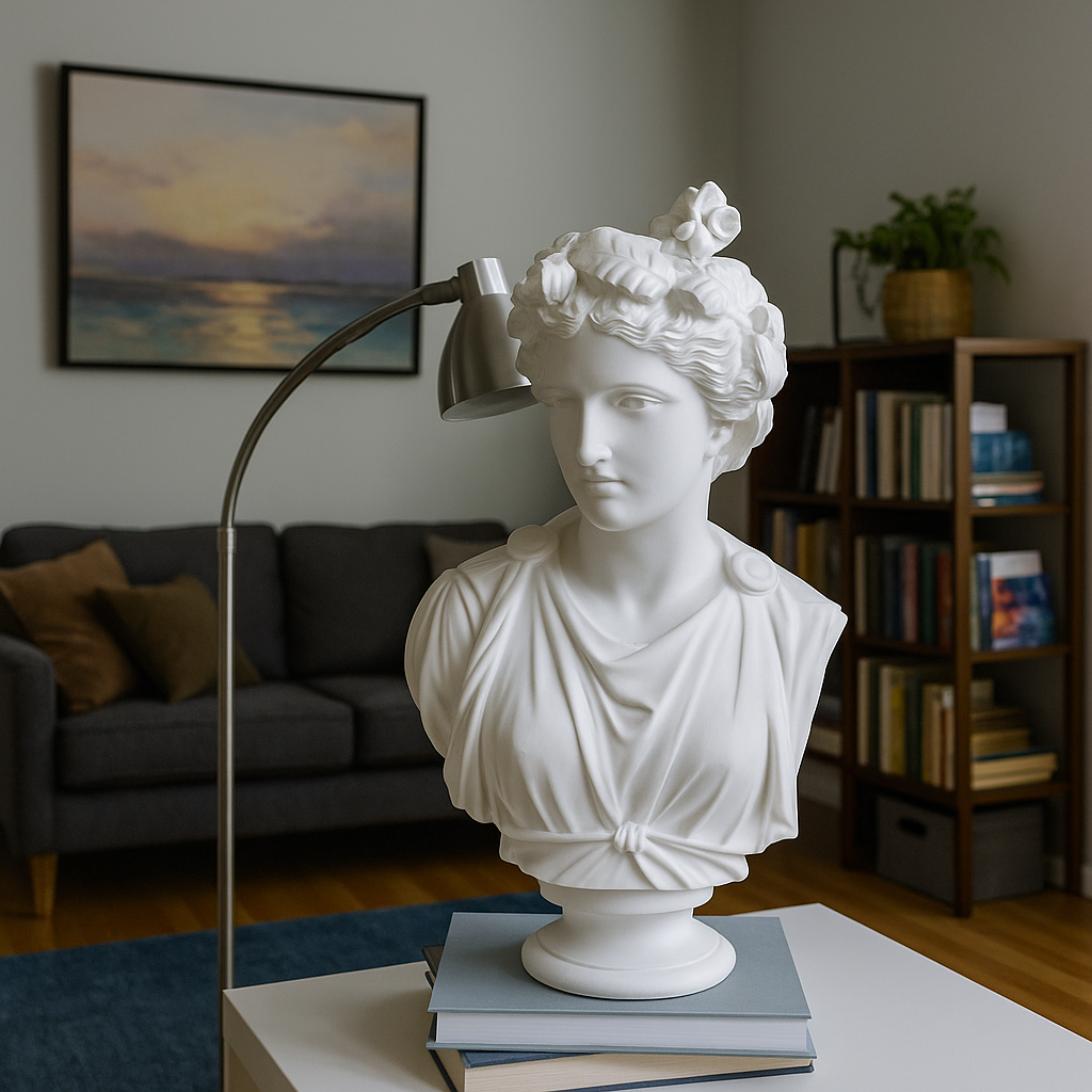 Artemis Bust Statue 20.8" – Large White Composite Greek Goddess Sculpture, Classical Roman Bust Figurine
