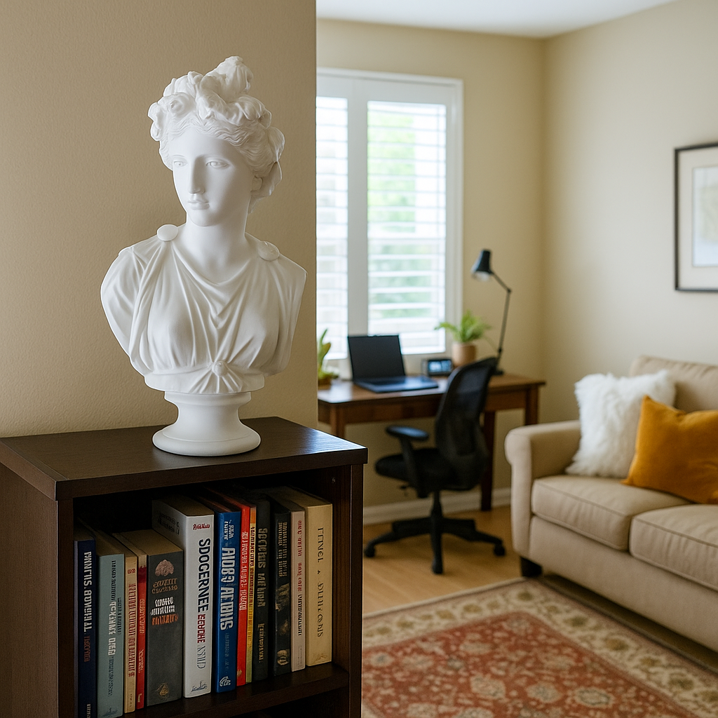 Artemis Bust Statue 20.8" – Large White Composite Greek Goddess Sculpture, Classical Roman Bust Figurine