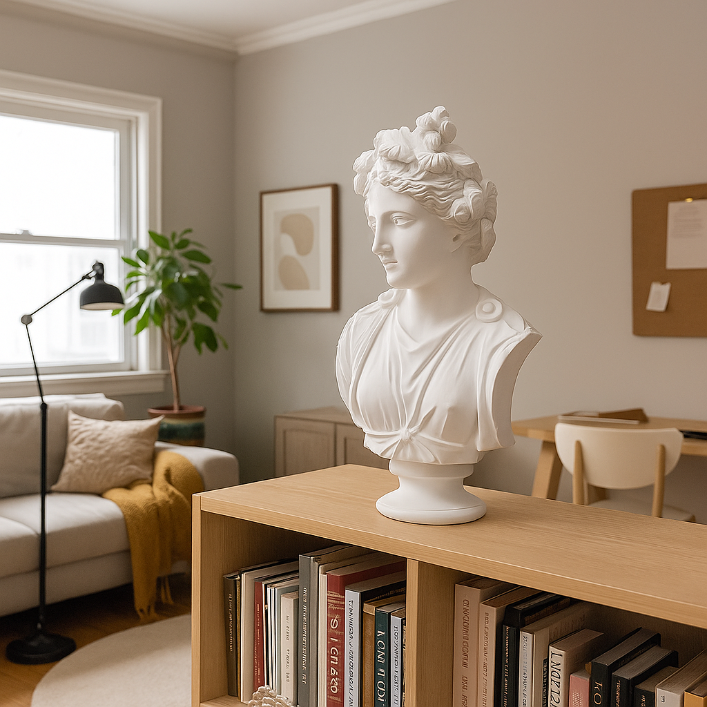 Artemis Bust Statue 20.8" – Large White Composite Greek Goddess Sculpture, Classical Roman Bust Figurine