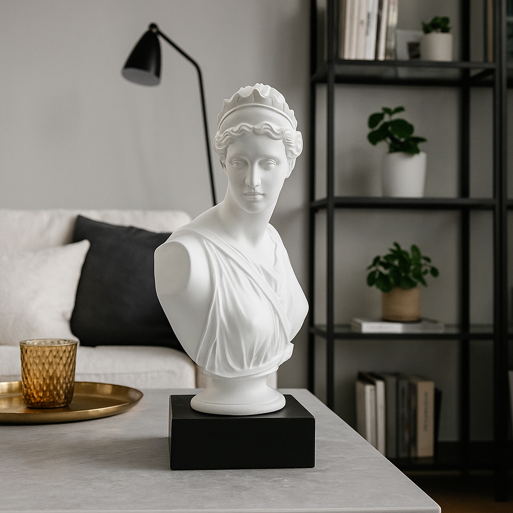 Artemis Bust Statue 11.8" – Greek Goddess Diana Composite Sculpture