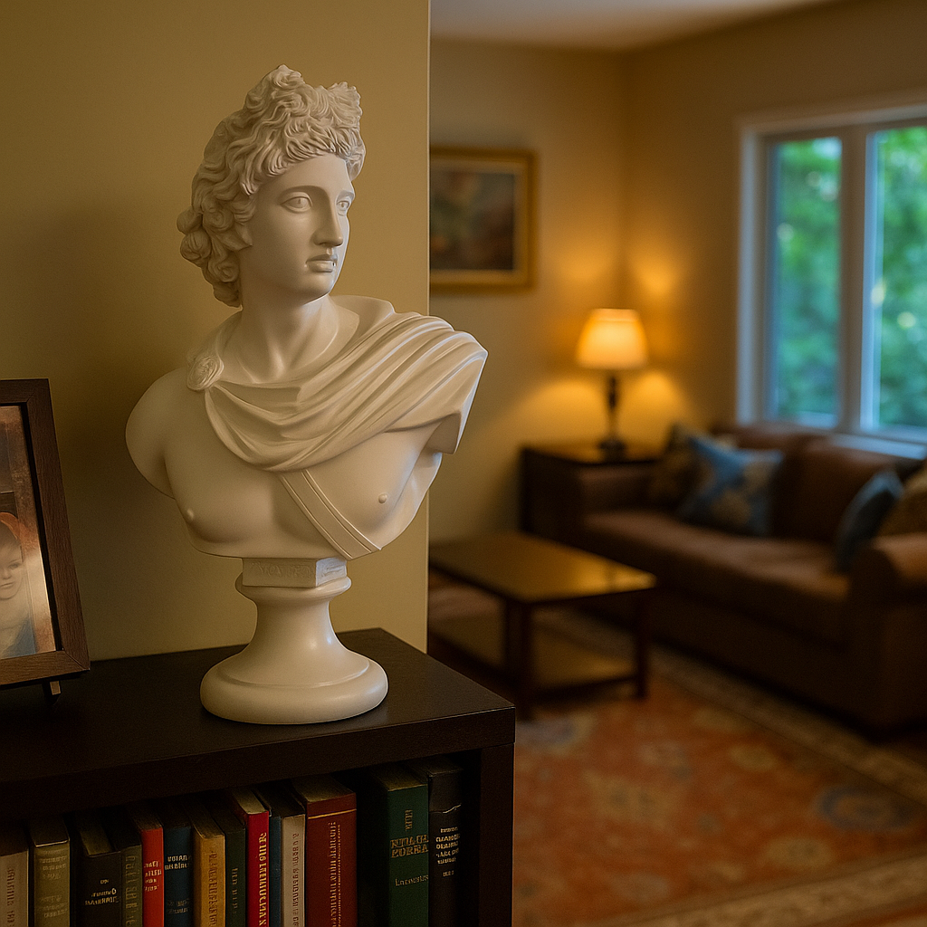 Apollo Bust Statue 13.8" – Greek God Composite Sculpture, Classical Greek Mythology Art Decor