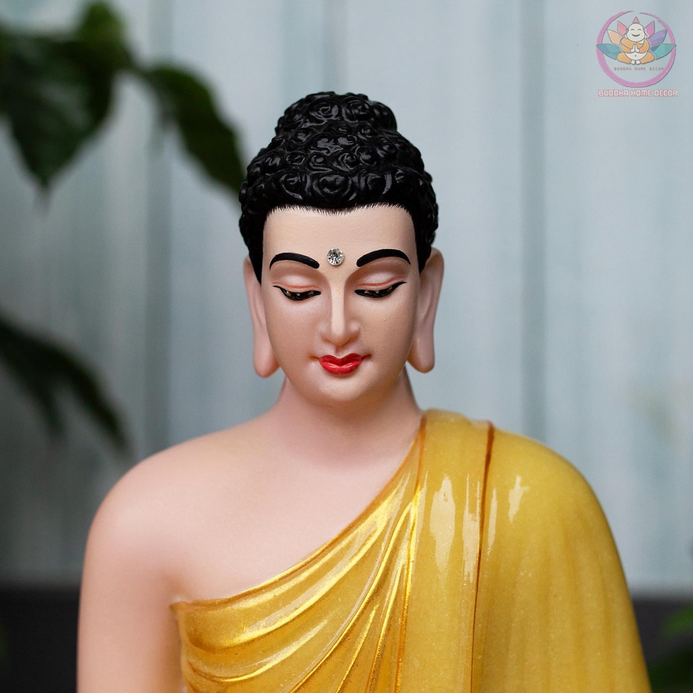 Amitabha Buddha, Avalokiteshvara & Kṣitigarbha Bodhisattva Statue Set – Premium Yellow Quartz Stone Powder (12.6 inches)