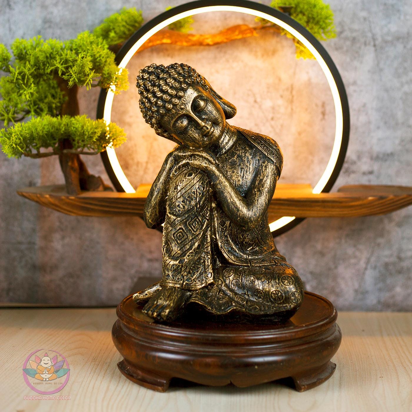Peaceful Resting Buddha Statue – 9.4 inch (24cm) | Handcrafted Zen Decor | Symbol of Calm & Mindfulness