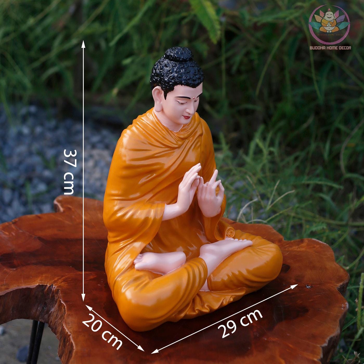 14.6 inches Shakyamuni Buddha Statue in Golden Robe – Seated in Dharmachakra Mudra - Zen Home Altar Decor, Spiritual Room Decoration