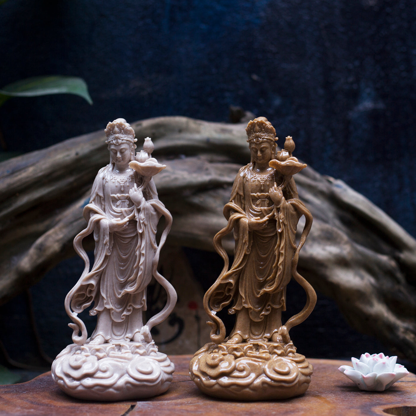 Thế Chí Bodhisattva Statue: Resin Stone Powder Buddhist Decor (23 cm)
