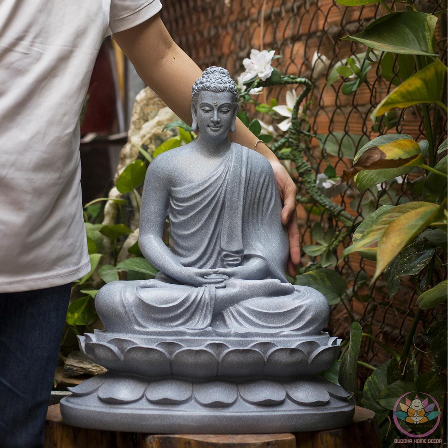 18.9 inches Shakyamuni Buddha Statue – Seated in Serenity on Lotus Throne Zen - Home Altar Decor, Meditation Sculpture, Mindfulness Gift