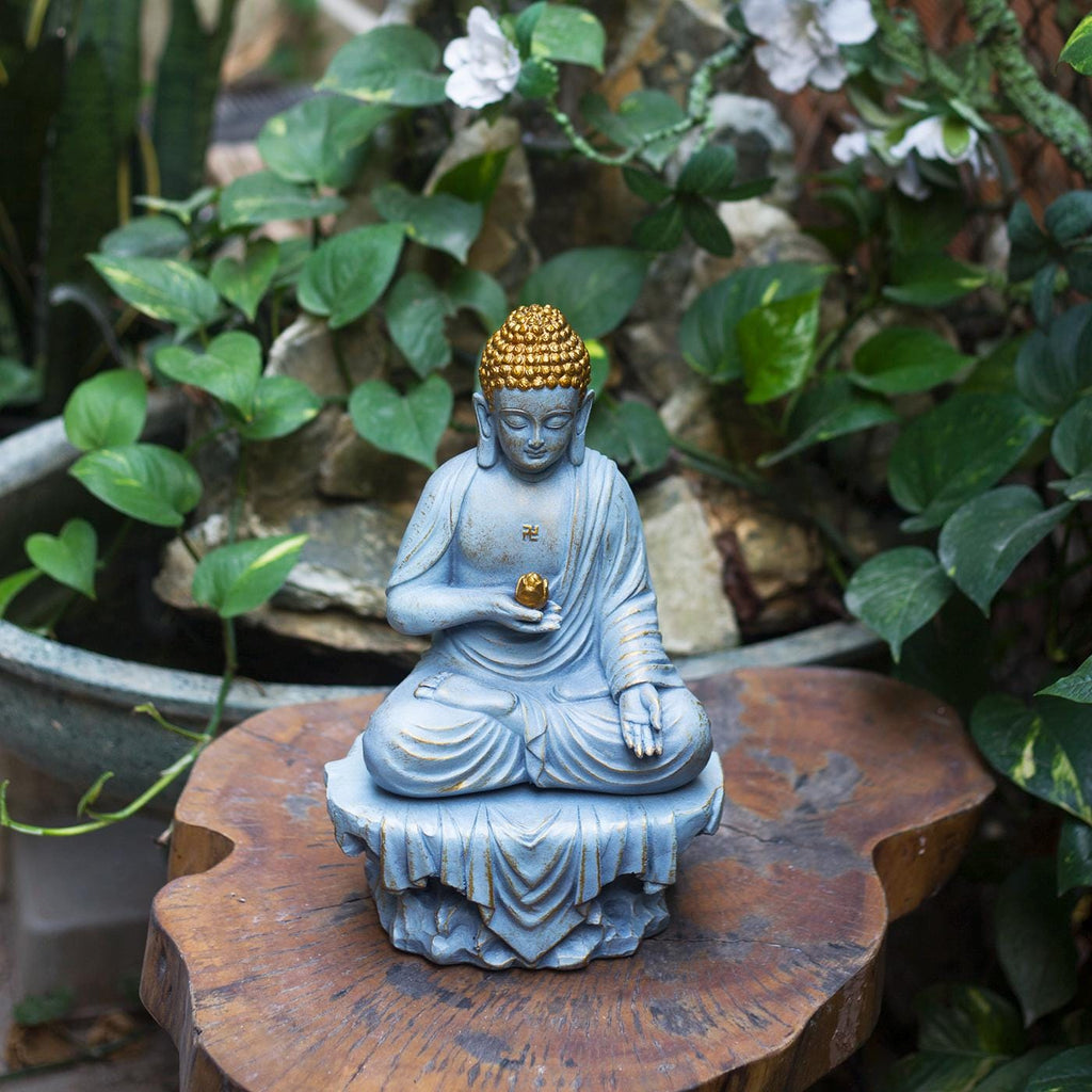 Amitabha Buddha Statue – Resin Prosperity Buddha Figurine – Feng Shui Abundance Sculpture for Altar or Home Decor