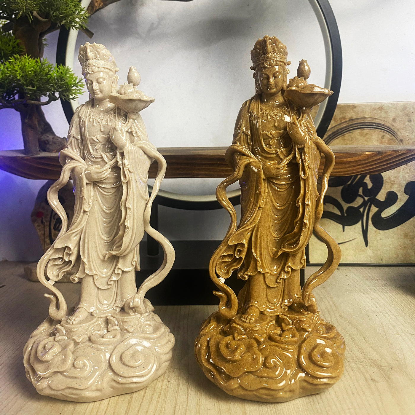 Thế Chí Bodhisattva Statue: Resin Stone Powder Buddhist Decor (23 cm)