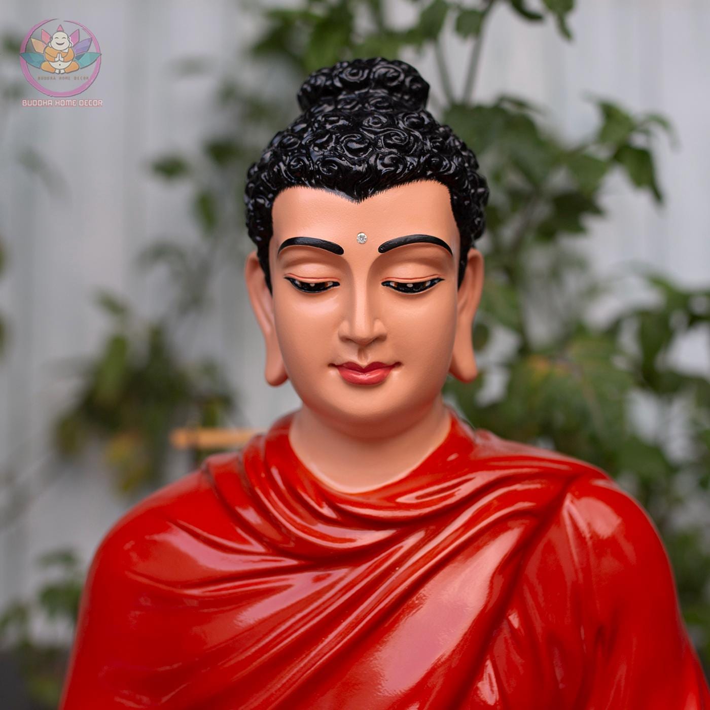 Red Robe Buddha Statue – (19.7/14.6/9.4) inches Handmade Meditation Sculpture for Zen Altar or Asian Decor