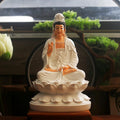 White Guanyin Statue – 30cm (11.8") Kwan Yin Bodhisattva Figurine | Pure Resin & Stone Powder | Meditation Altar Decor