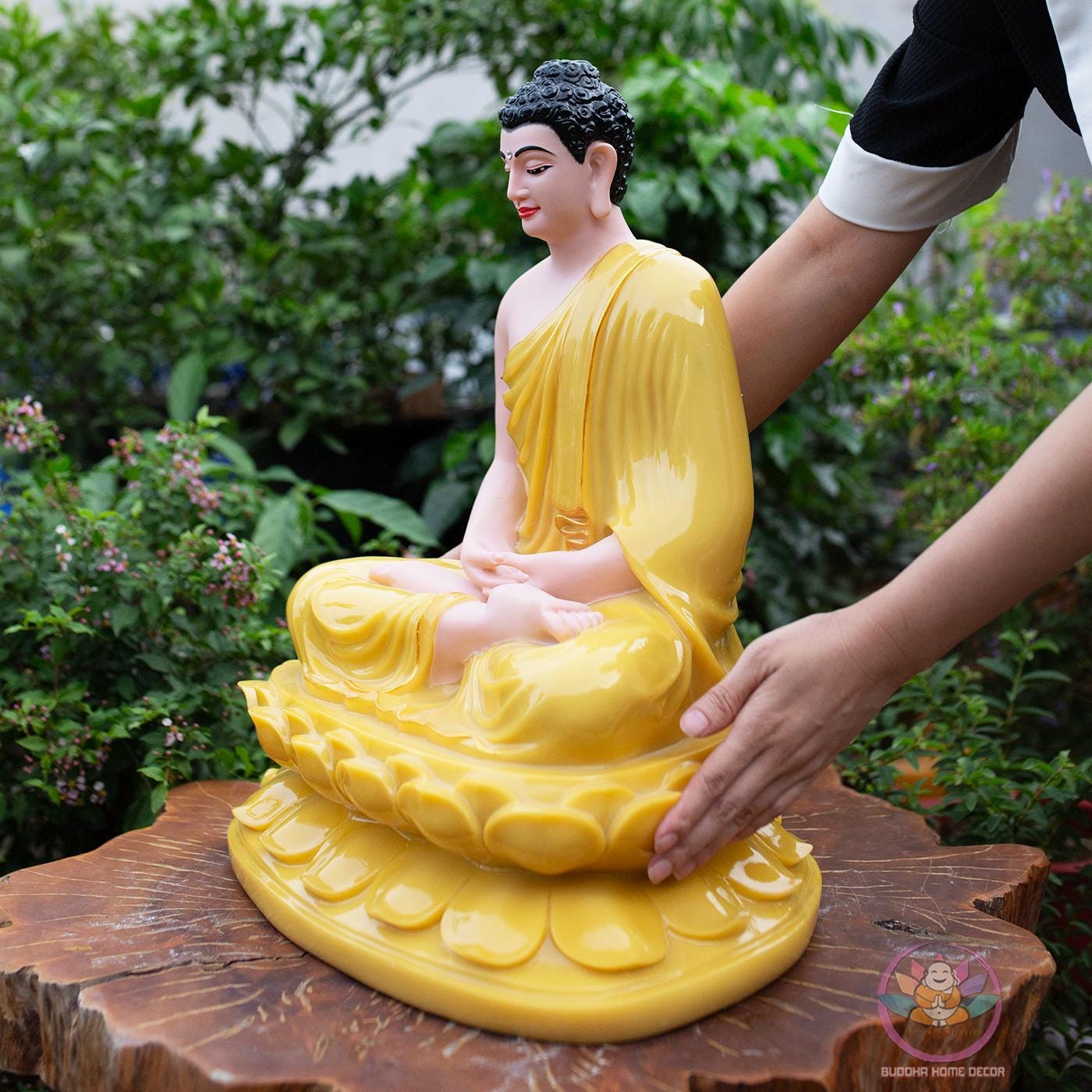 Shakyamuni Buddha Statue – 19.7 inch (50cm) | Yellow Quartz Stone Finish | Meditation & Enlightenment Decor
