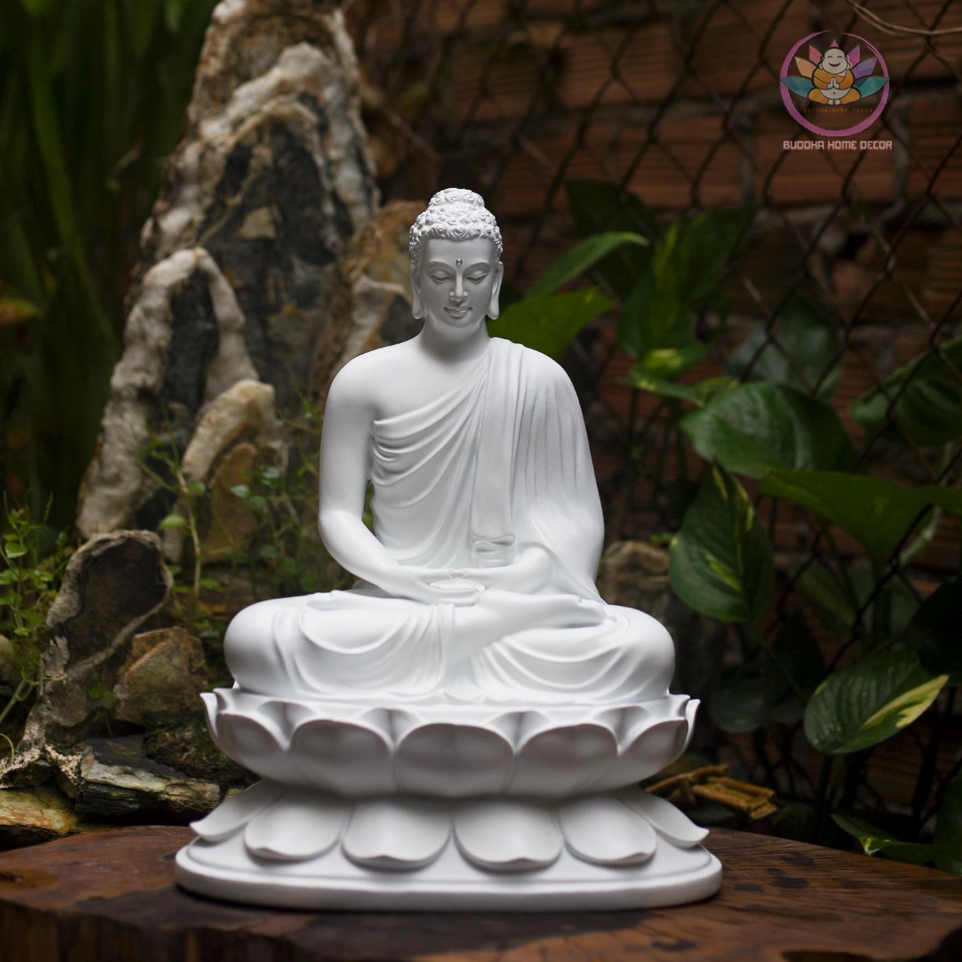 Shakyamuni Buddha Statue – Enlightened One in Meditation on Lotus Throne (12.6 inches) - Zen Home Altar Decor, Spiritual Room Decoration