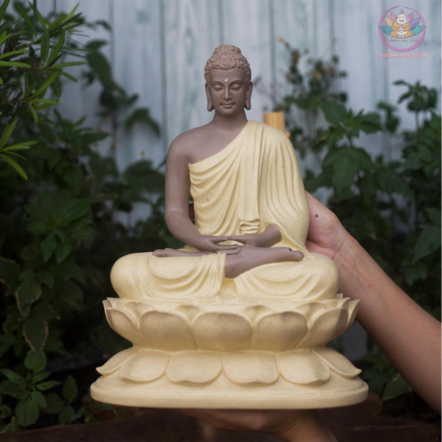 Shakyamuni Buddha Statue – Enlightened One in Meditation on Lotus Throne (12.6 inches) - Zen Home Altar Decor, Spiritual Room Decoration