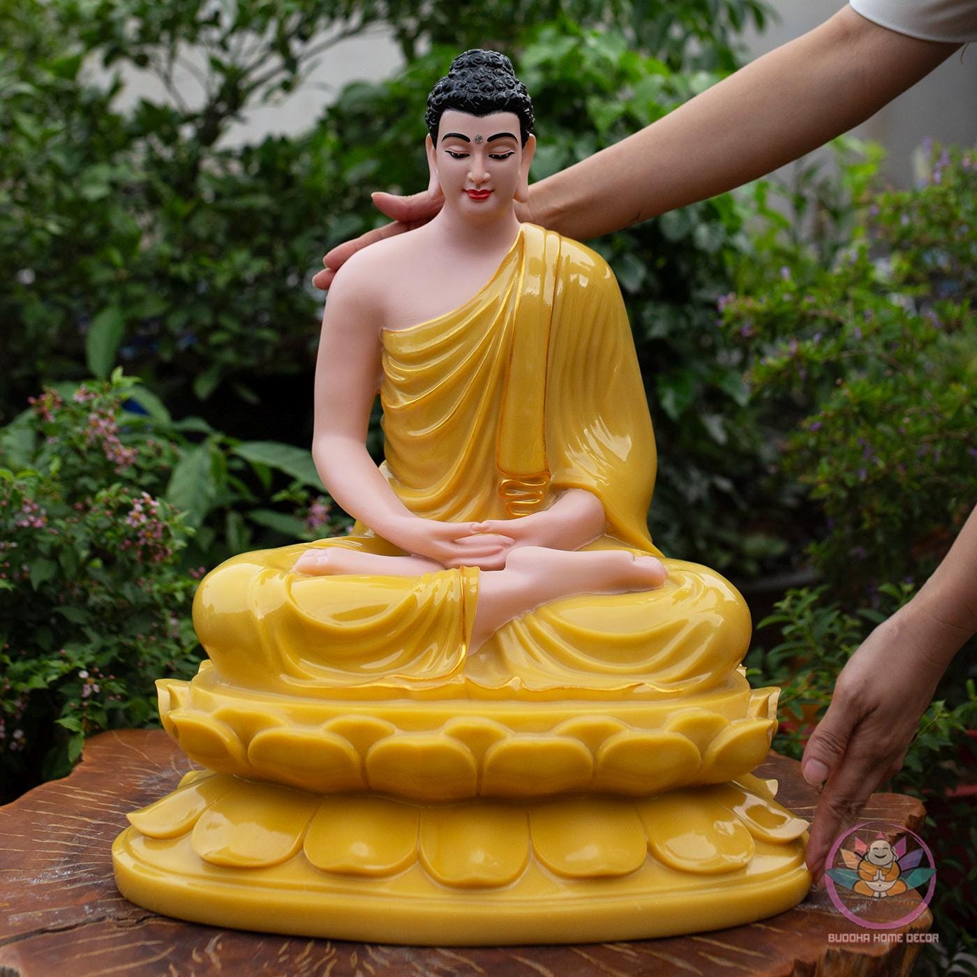 Shakyamuni Buddha Statue – 19.7 inch (50cm) | Yellow Quartz Stone Finish | Meditation & Enlightenment Decor