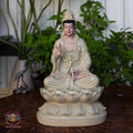 Guanyin Buddha Statue – 11.8 inches (30cm) Resin Stone Powder Sculpture | Compassion Kwan Yin Figurine | Home Altar Decor