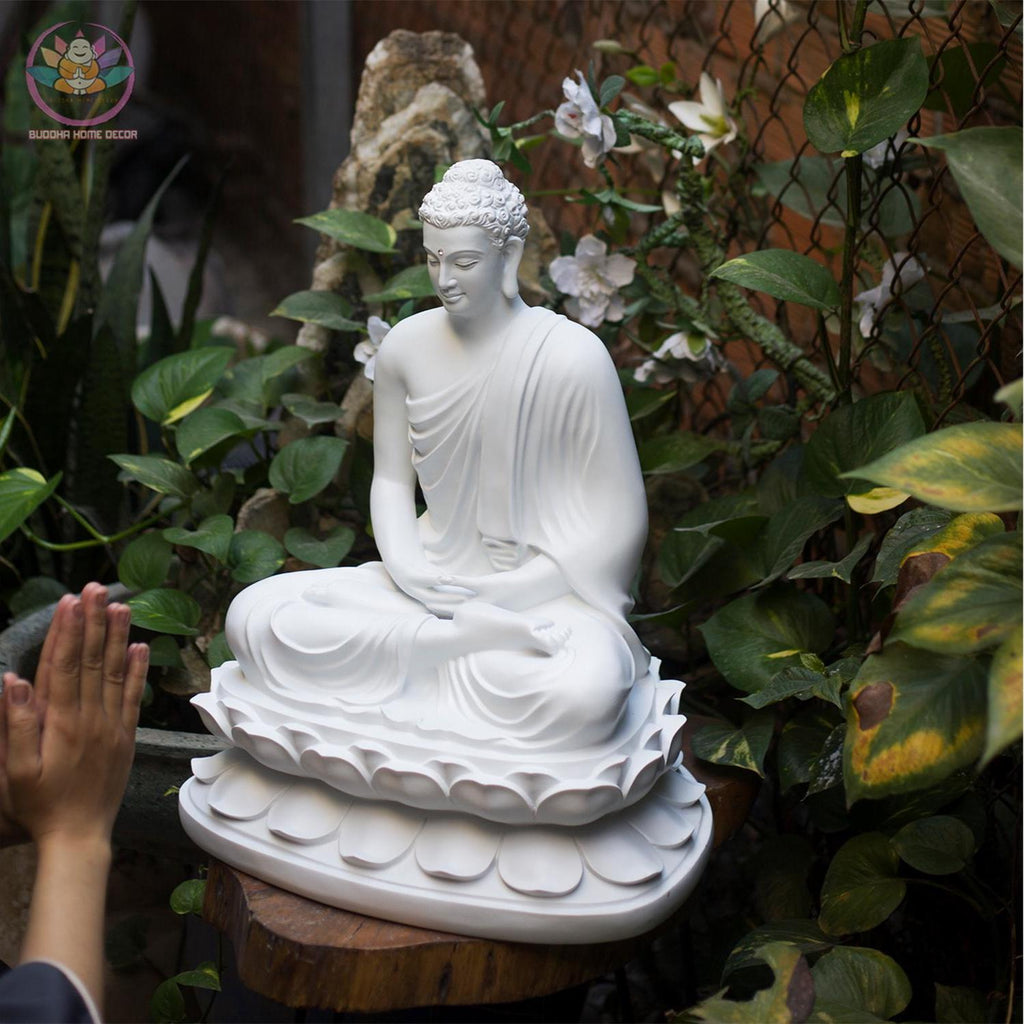 18.9 inches Shakyamuni Buddha Statue – Seated in Serenity on Lotus Throne Zen - Home Altar Decor, Meditation Sculpture, Mindfulness Gift