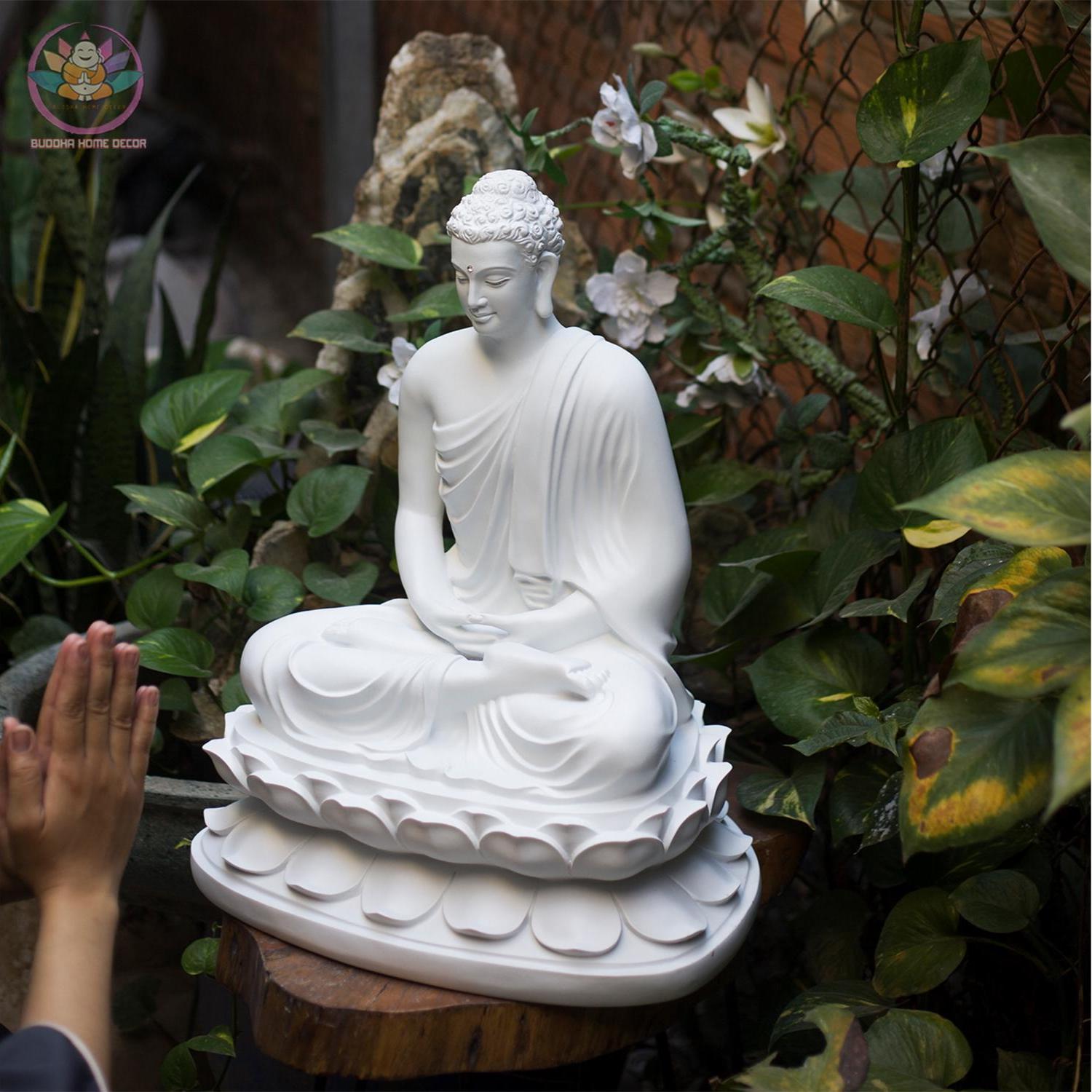 18.9 inches Shakyamuni Buddha Statue – Seated in Serenity on Lotus Throne Zen - Home Altar Decor, Meditation Sculpture, Mindfulness Gift