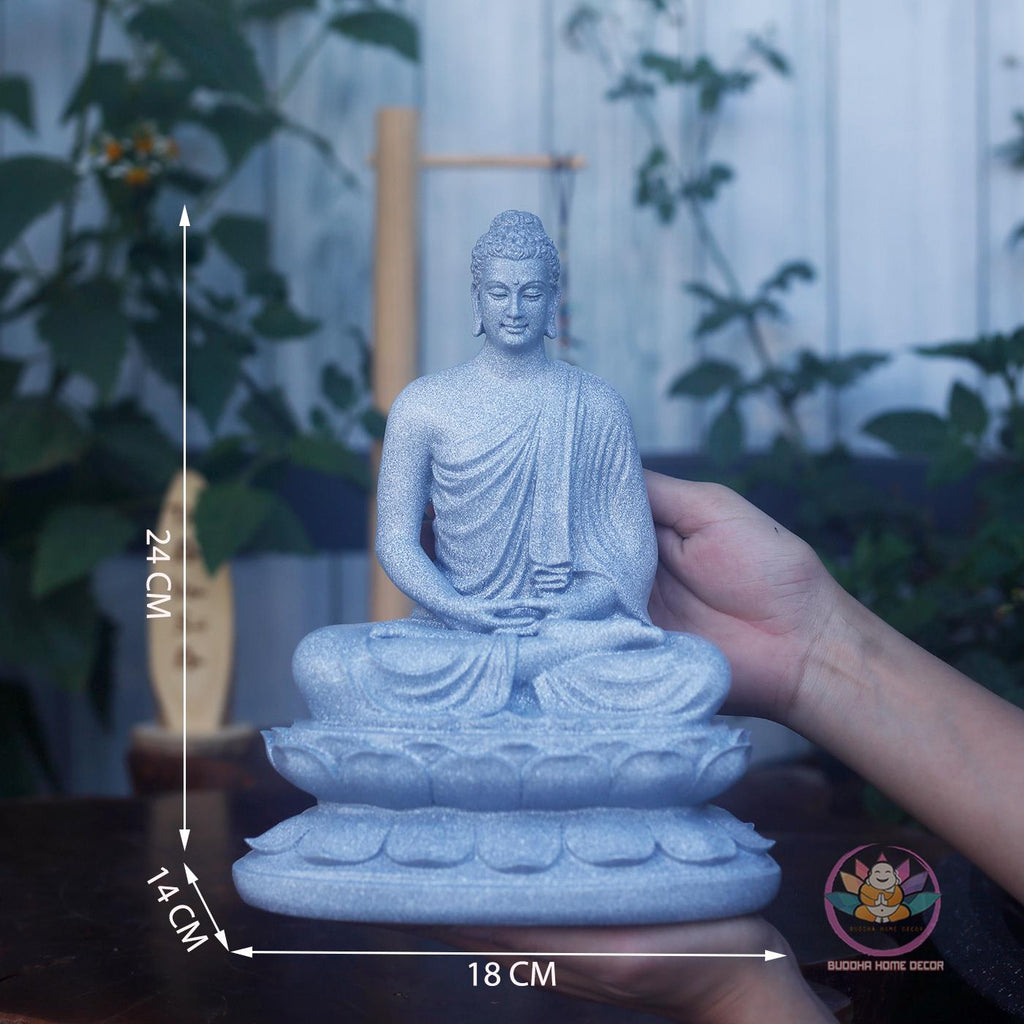 Shakyamuni Buddha Statue – 9.5 inches (24cm) Gold Robe Enlightenment Sculpture | Meditation Room Decor | Resin & Stone Powder