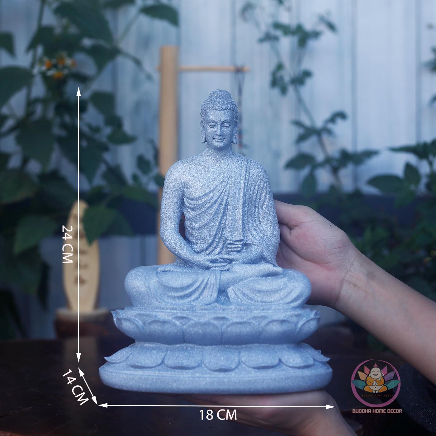 Shakyamuni Buddha Statue – 9.5 inches (24cm) Gold Robe Enlightenment Sculpture | Meditation Room Decor | Resin & Stone Powder