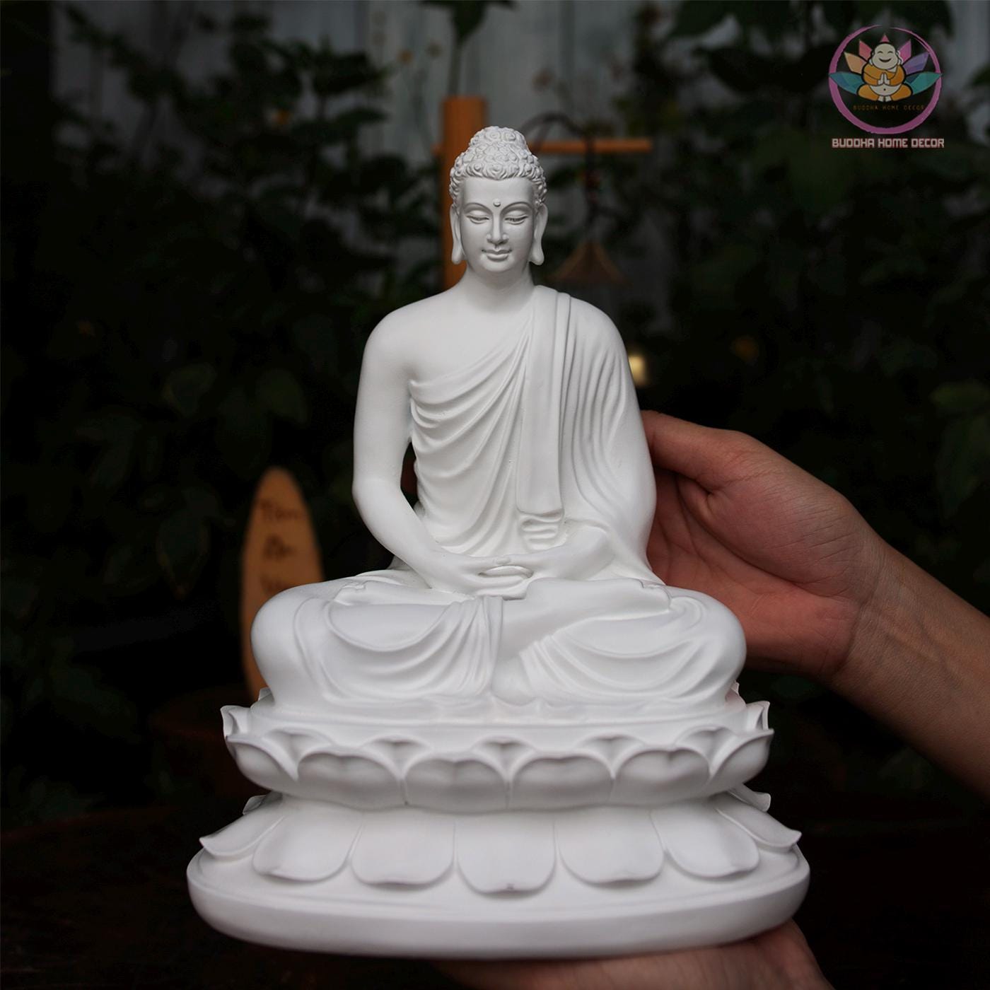 Shakyamuni Buddha Statue – 9.5 inches (24cm) Gold Robe Enlightenment Sculpture | Meditation Room Decor | Resin & Stone Powder