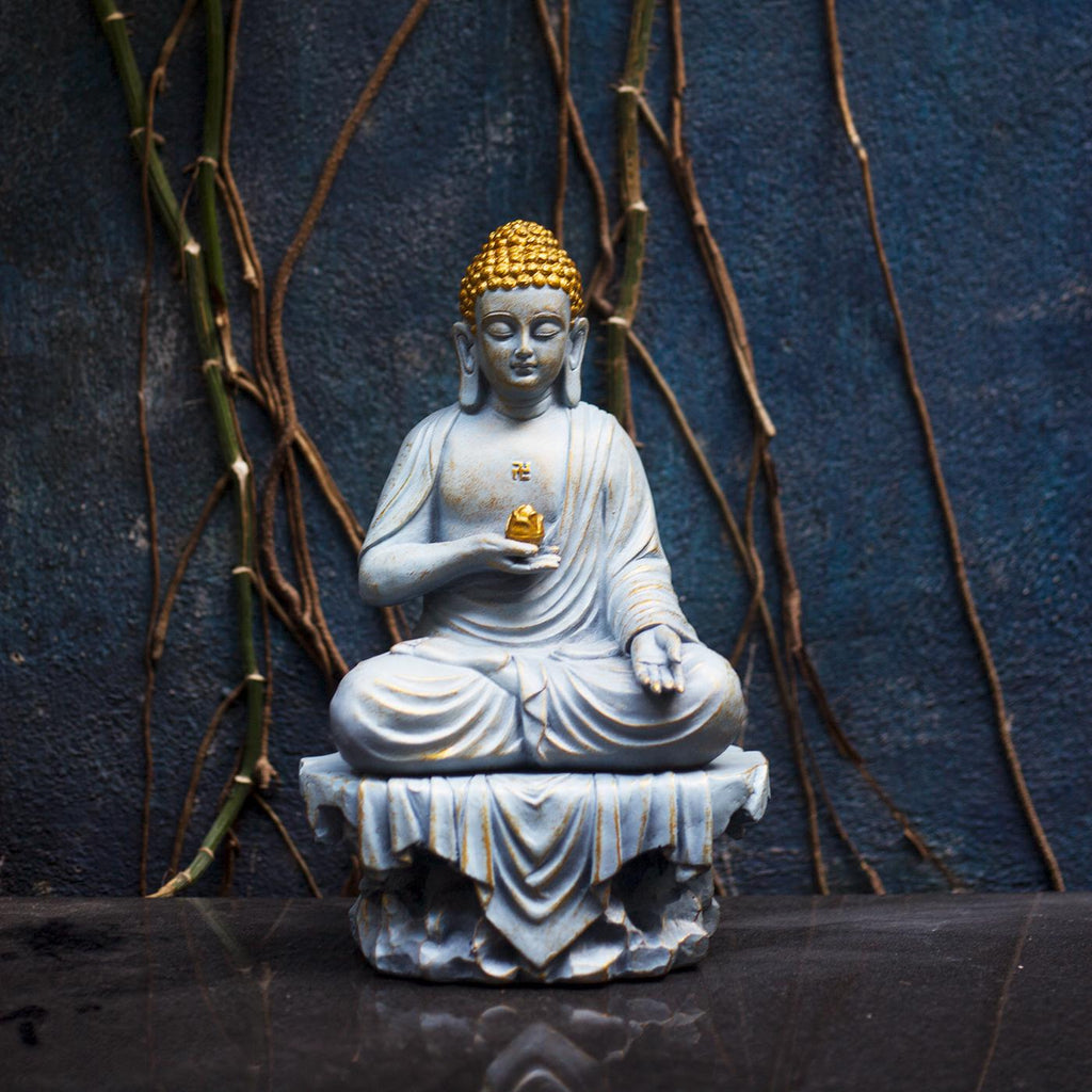Amitabha Buddha Statue – Resin Prosperity Buddha Figurine – Feng Shui Abundance Sculpture for Altar or Home Decor
