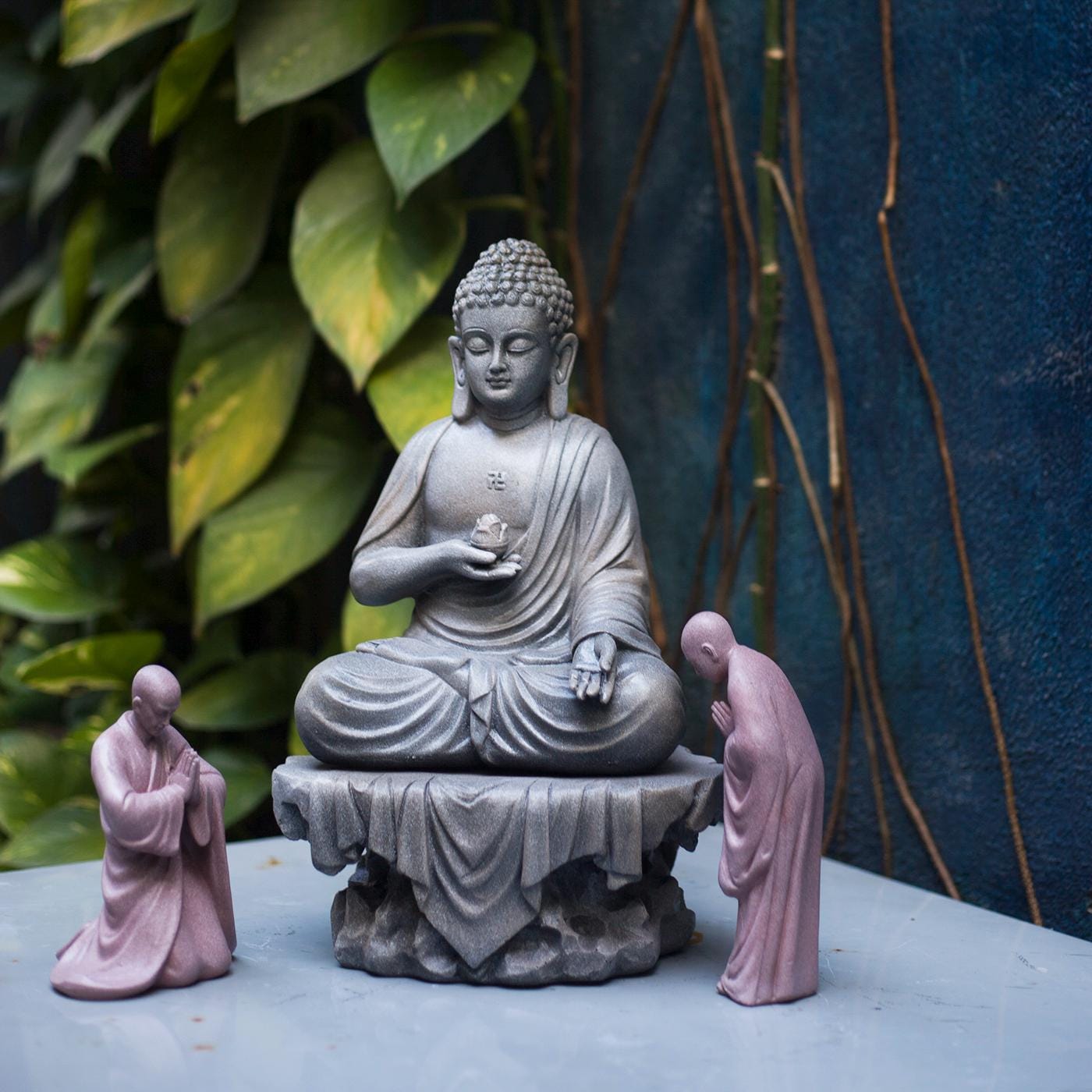 Amitabha Buddha Statue – Resin Prosperity Buddha Figurine – Feng Shui Abundance Sculpture for Altar or Home Decor