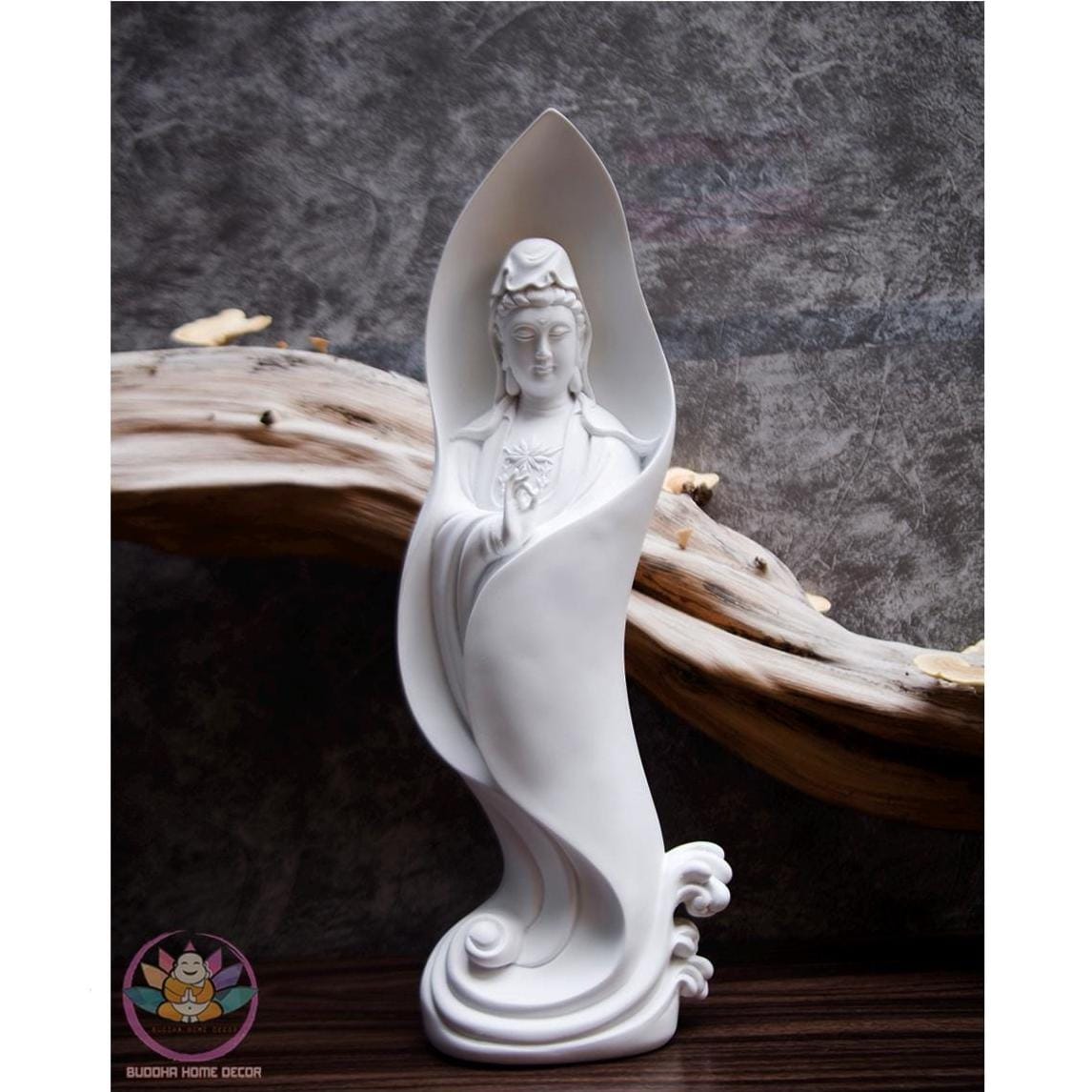 Modern Guanyin Statue – Minimalist Kwan Yin Figurine in Flowing Robe – Modern Bodhisattva Sculpture for Zen & Home Decor