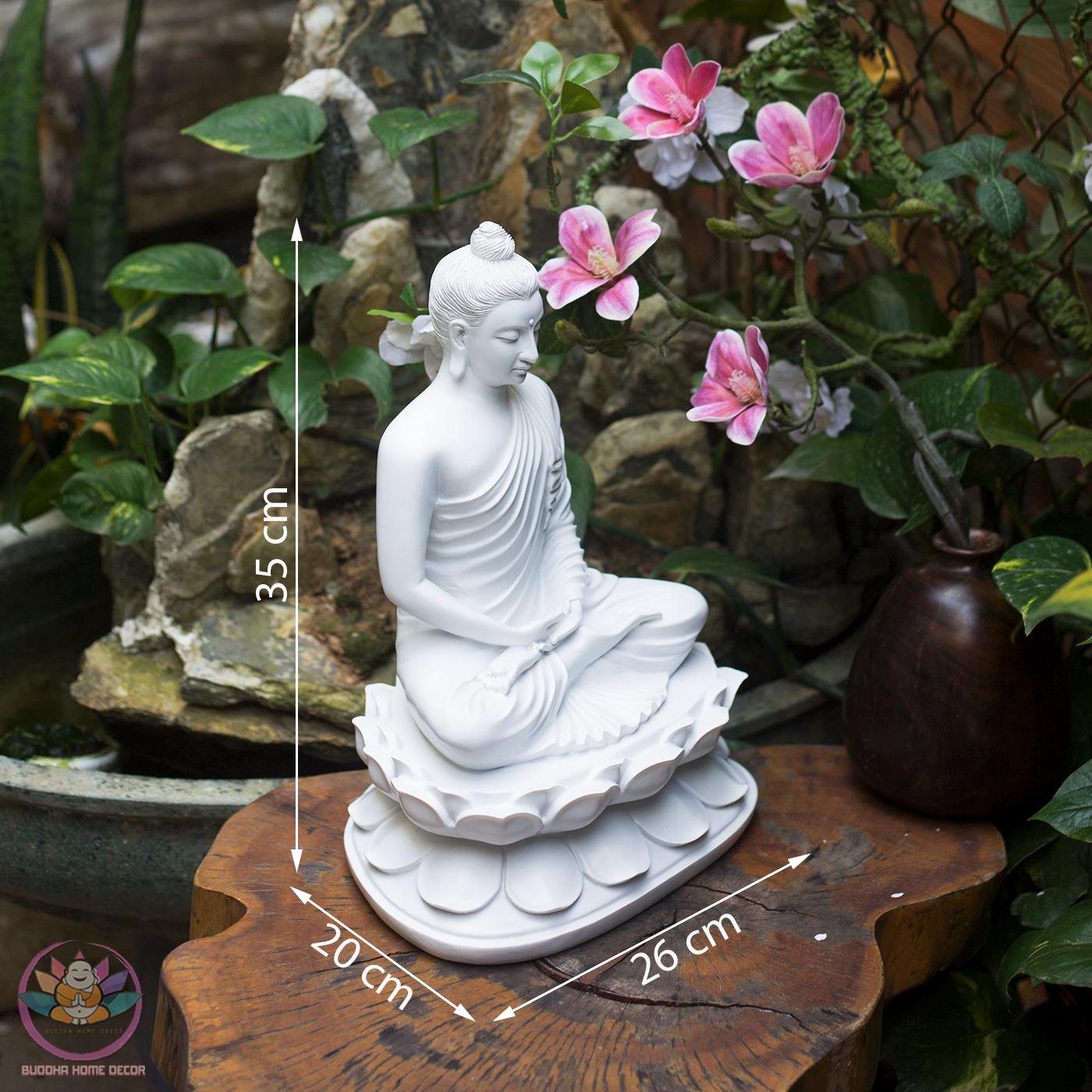 Shakyamuni Buddha Statue – Seated in Meditation on Lotus Base (13.8 inches) - Handcrafted Meditation Decor for Home Altar