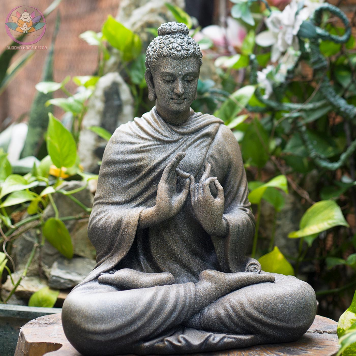 14.6 inches Shakyamuni Buddha Statue in Golden Robe – Seated in Dharmachakra Mudra - Zen Home Altar Decor, Spiritual Room Decoration