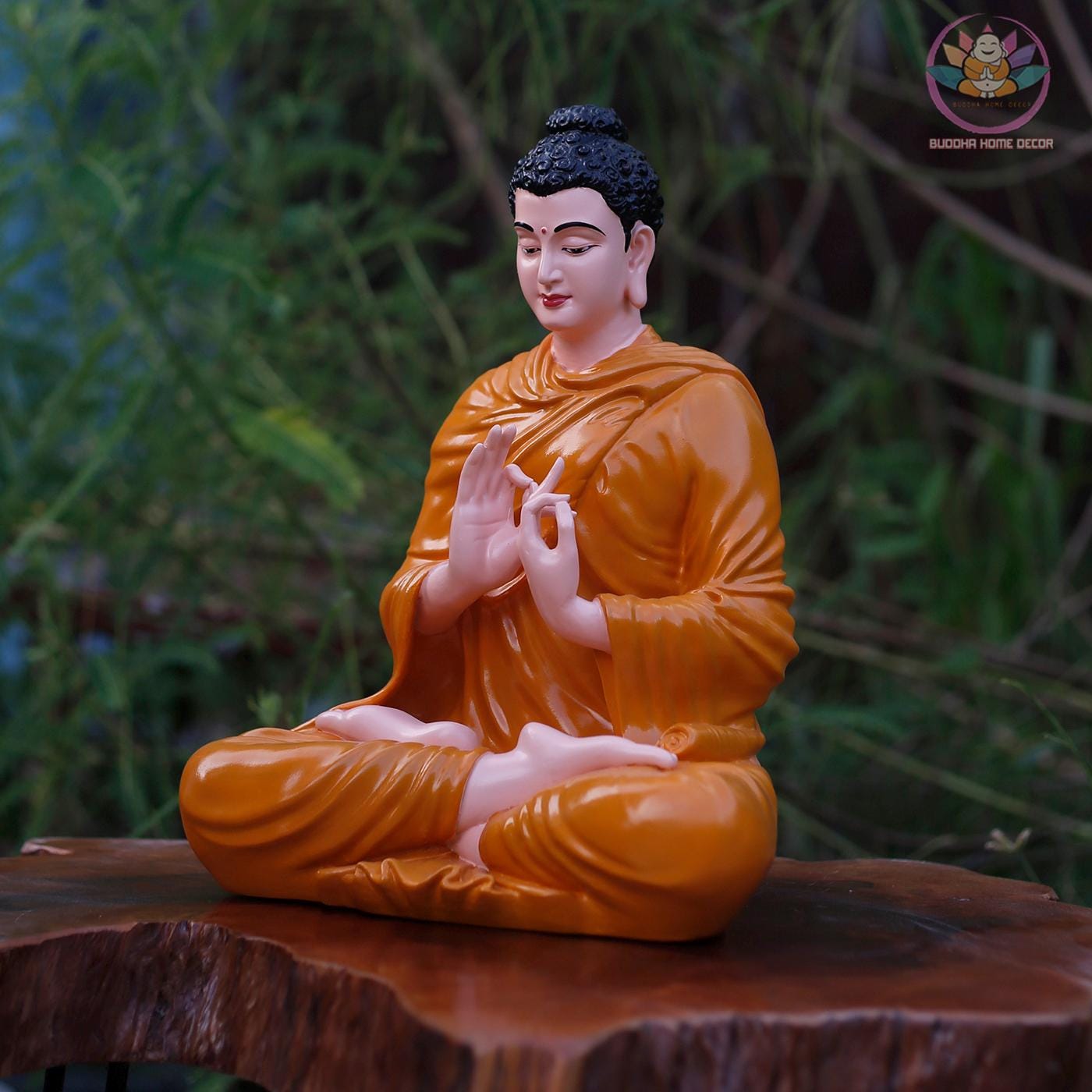 14.6 inches Shakyamuni Buddha Statue in Golden Robe – Seated in Dharmachakra Mudra - Zen Home Altar Decor, Spiritual Room Decoration