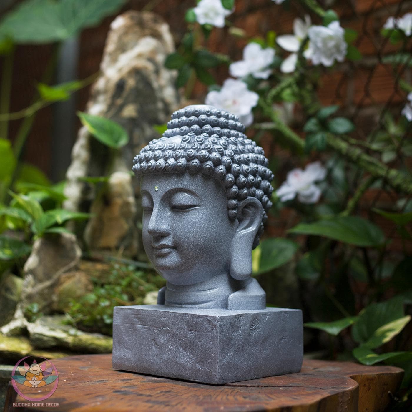 Buddha Head Sculpture – Meditative Zen Decor, 11.8/15.7/19.6 inches - Stone Finish Buddhist Statue for Home, Altar, Garden, Gift