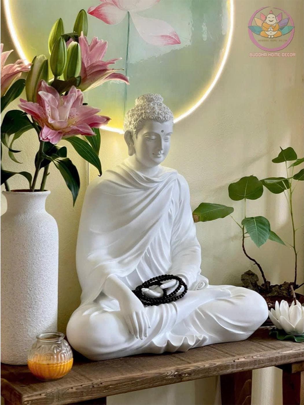 19.7 inches Shakyamuni Buddha Statue - Seated Buddha for Meditation Altar, Zen Home Decor, Handmade by Buddha Home Decor