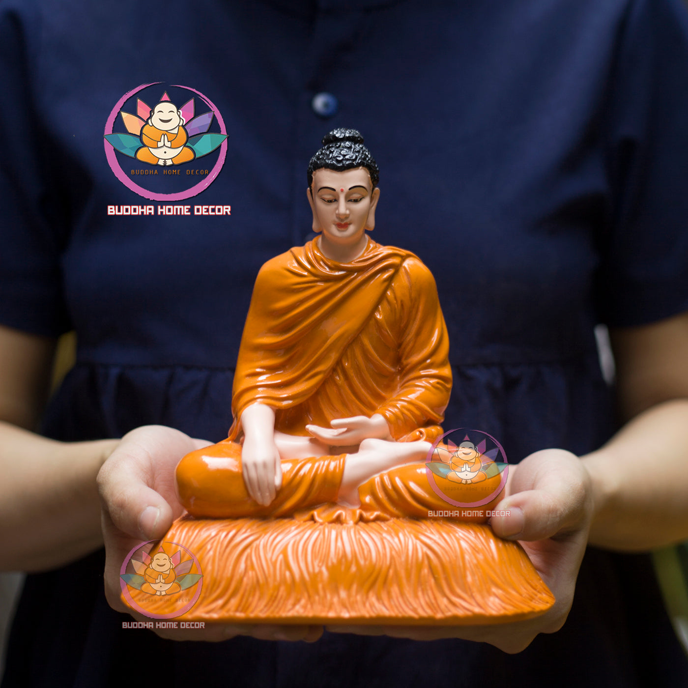 Small White Buddha Statue – 7.9" (20cm) Shakyamuni in Meditation | Minimalist Resin Decor | Handcrafted Vietnamese Buddhist Figure