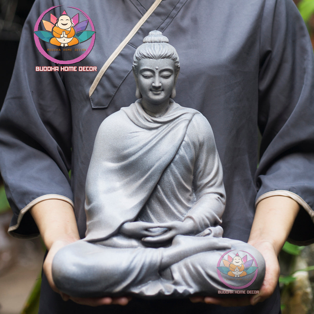 Shakyamuni Buddha Statue in Robe – 13.7 inches Handcrafted Resin Sculpture for Home Altar, Meditation, and Zen Decor
