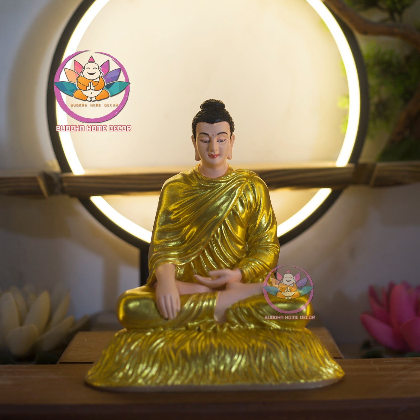 Small White Buddha Statue – 7.9" (20cm) Shakyamuni in Meditation | Minimalist Resin Decor | Handcrafted Vietnamese Buddhist Figure