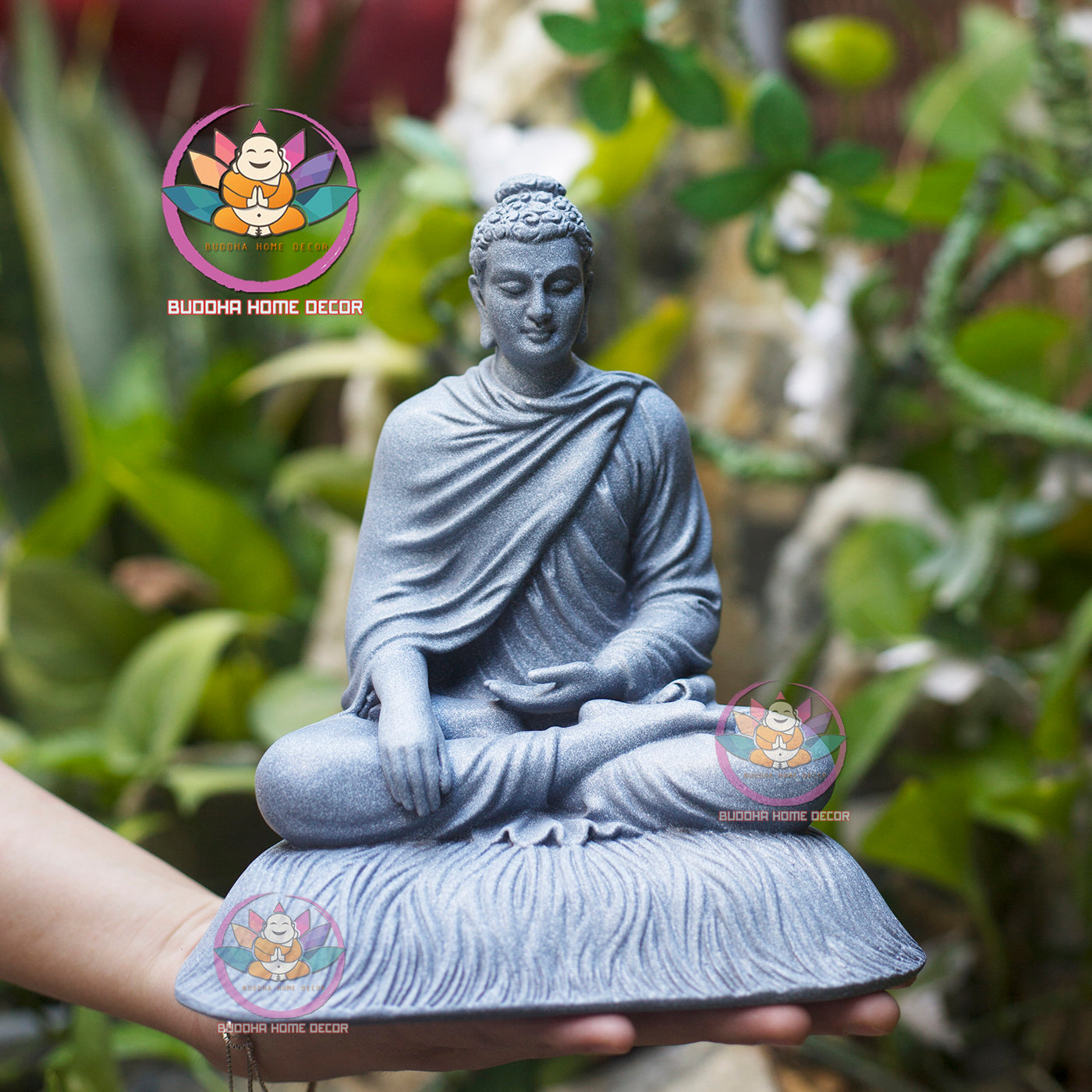Small White Buddha Statue – 7.9" (20cm) Shakyamuni in Meditation | Minimalist Resin Decor | Handcrafted Vietnamese Buddhist Figure