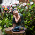 Relaxed Buddha Statue – Peaceful Sleeping Monk Decor, Zen Garden Sculpture, Handmade Resin Art for Home or Meditation Space, 36cm