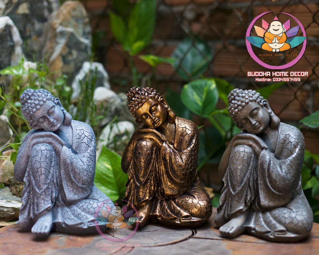 Sleeping Buddha Statue – Resting Buddha Figurine in Meditation Pose – Peaceful Resin Sculpture for Zen Garden, Shelf or Home Altar(7.9 inch)