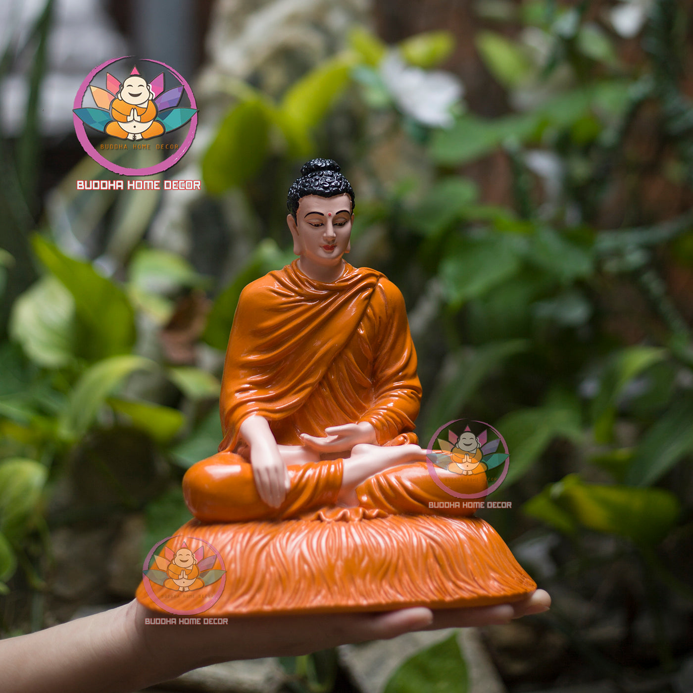 Small White Buddha Statue – 7.9" (20cm) Shakyamuni in Meditation | Minimalist Resin Decor | Handcrafted Vietnamese Buddhist Figure