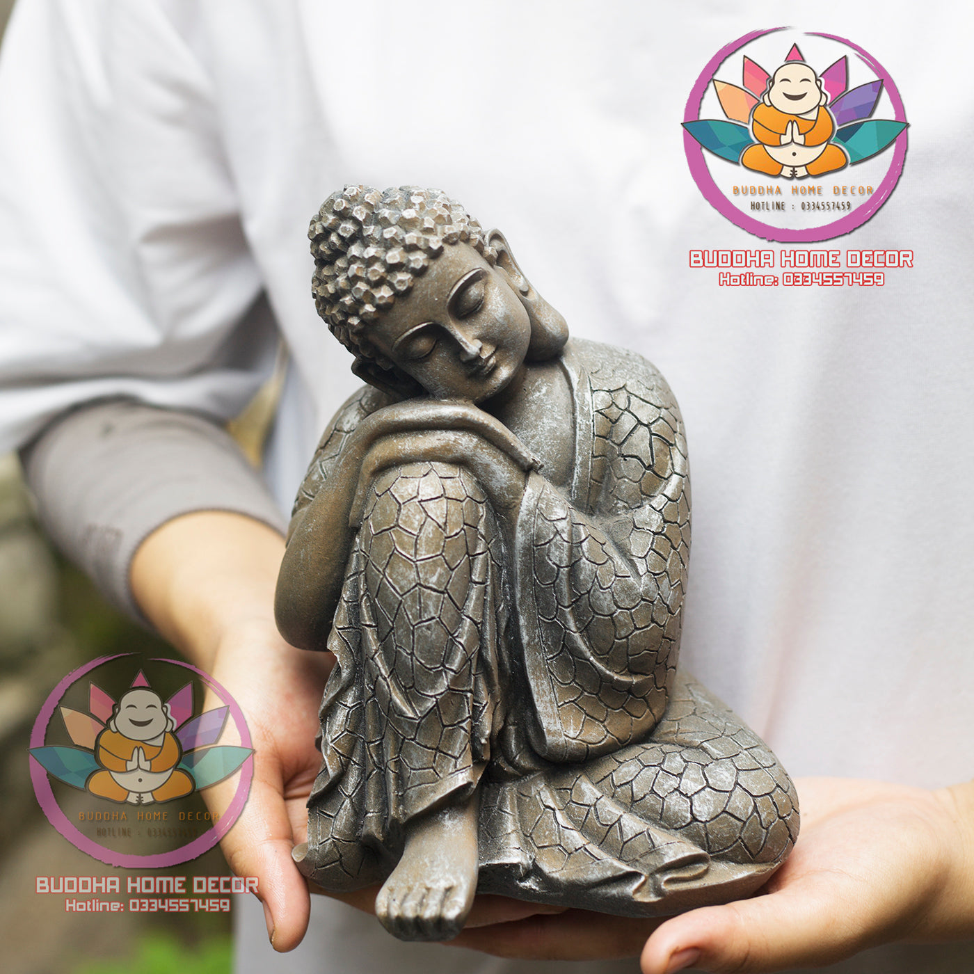 Sleeping Buddha Statue – Resting Buddha Figurine in Meditation Pose – Peaceful Resin Sculpture for Zen Garden, Shelf or Home Altar(7.9 inch)