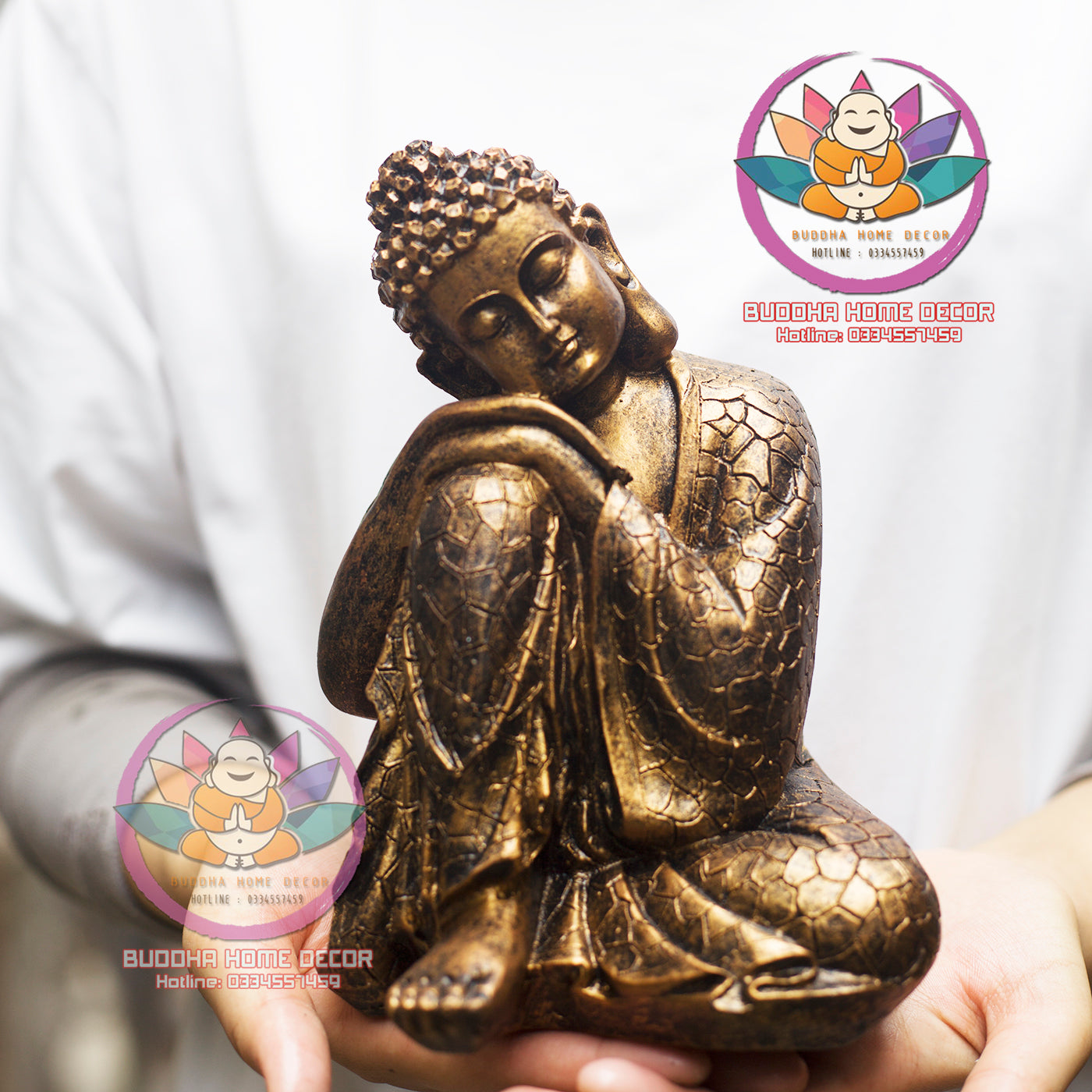 Sleeping Buddha Statue – Resting Buddha Figurine in Meditation Pose – Peaceful Resin Sculpture for Zen Garden, Shelf or Home Altar(7.9 inch)