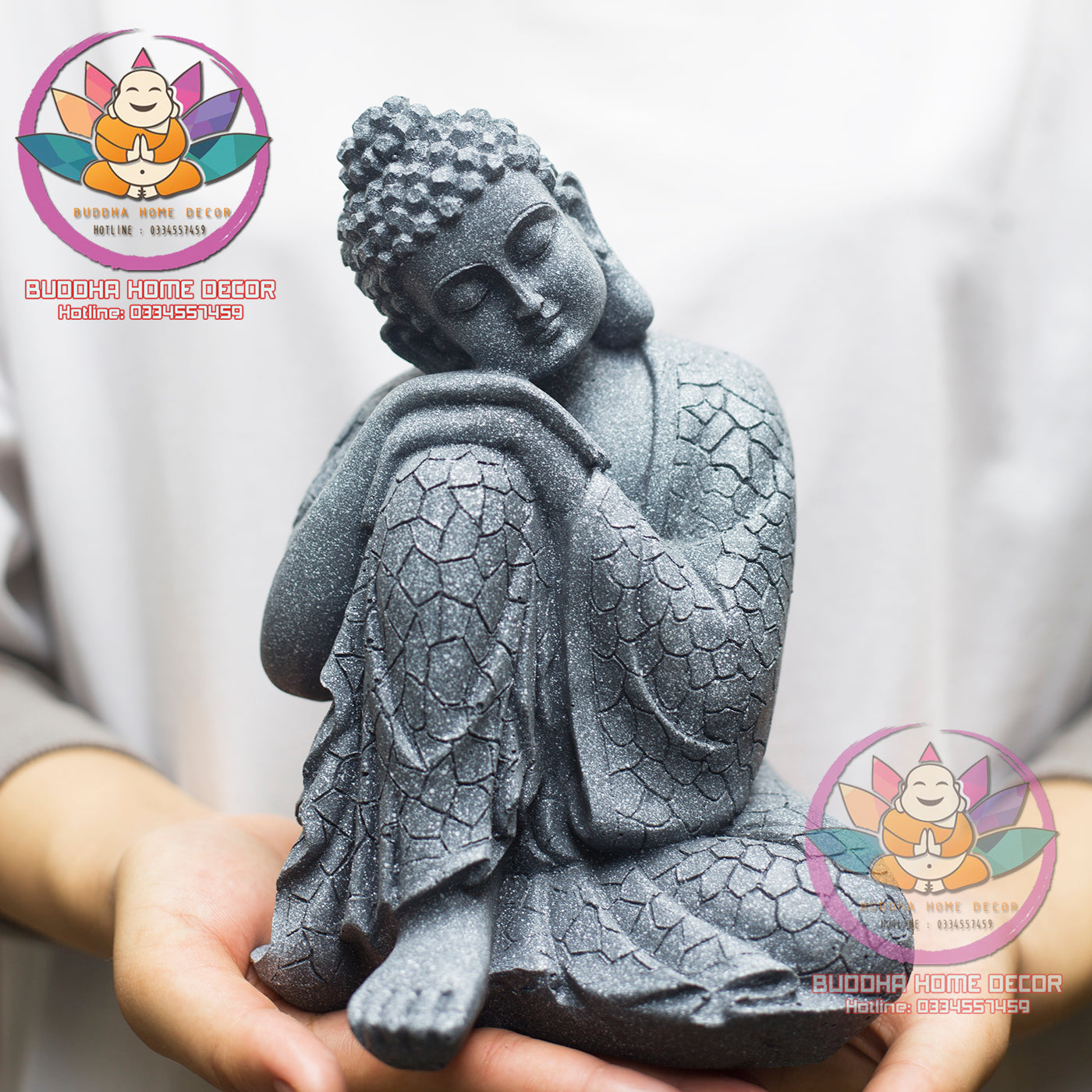 Sleeping Buddha Statue – Resting Buddha Figurine in Meditation Pose – Peaceful Resin Sculpture for Zen Garden, Shelf or Home Altar(7.9 inch)