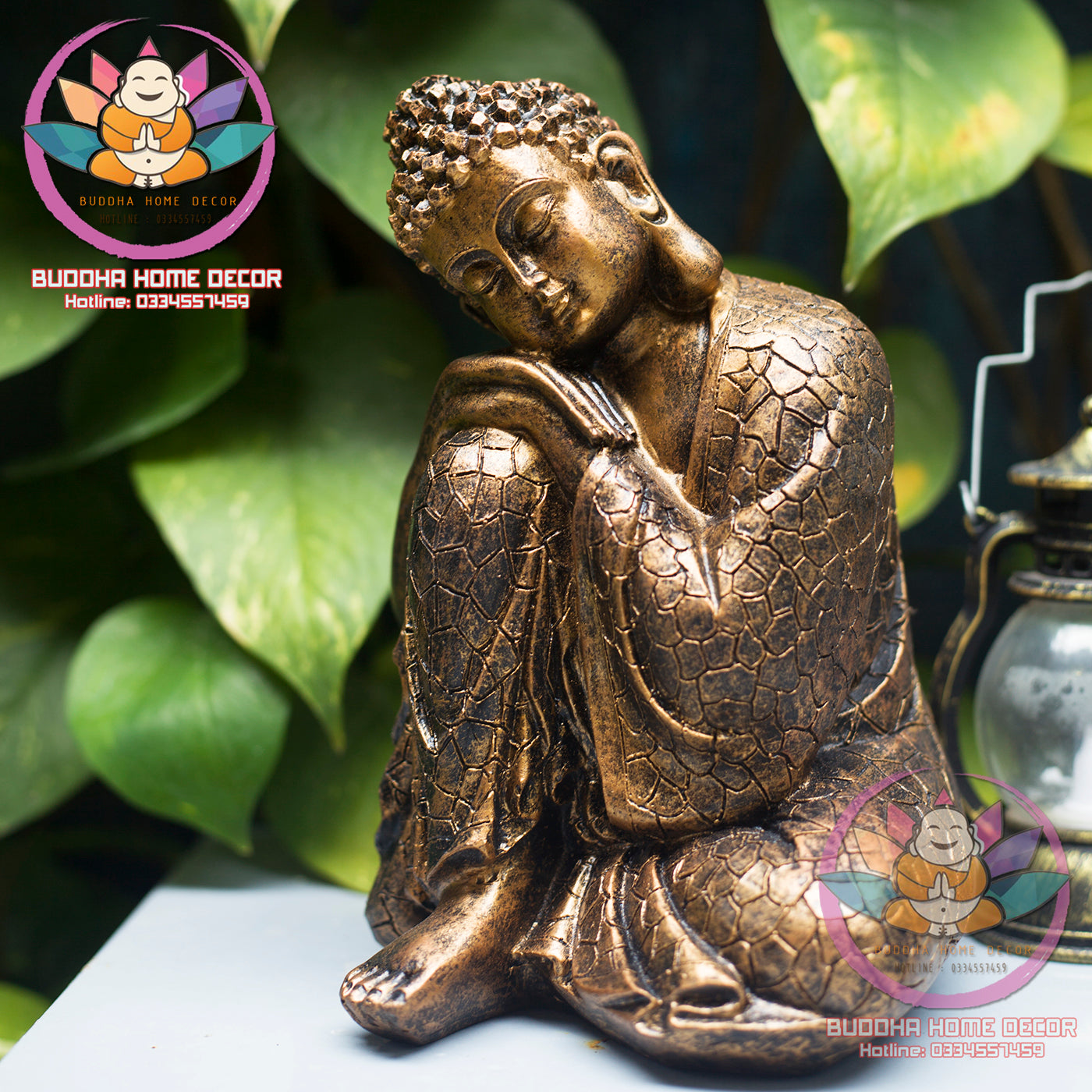 Sleeping Buddha Statue – Resting Buddha Figurine in Meditation Pose – Peaceful Resin Sculpture for Zen Garden, Shelf or Home Altar(7.9 inch)
