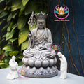 Ksitigarbha (Dizang) Bodhisattva Statue – 15.7 inchesEarth Store Bodhisattva on Stone Lotus Base – Resin Buddhist Sculpture for Altar