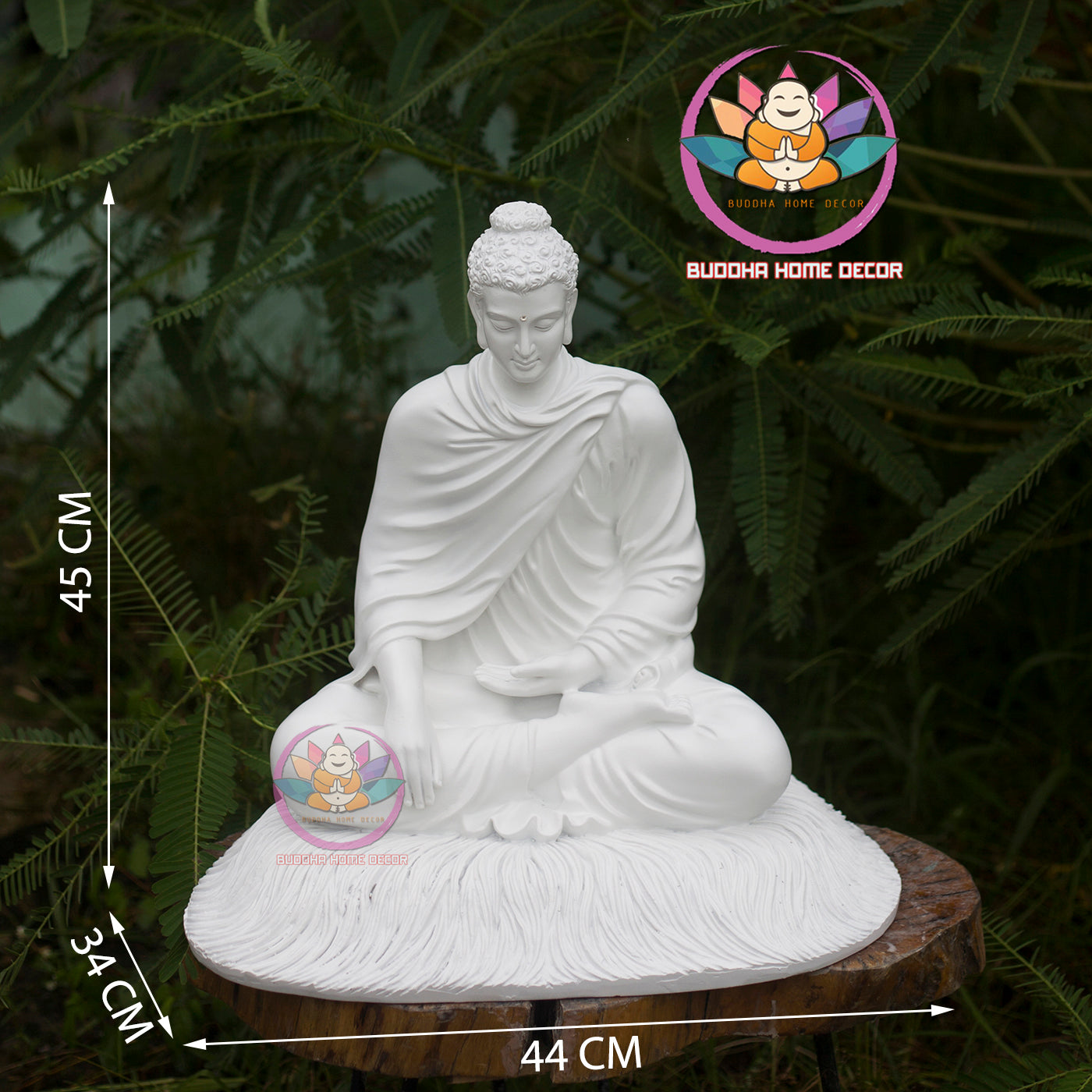Minimalist White Buddha Statue – 17.7" (45cm) Shakyamuni in Meditation | Matte Finish | Handcrafted Altar Decor | Vietnamese Buddhist Art