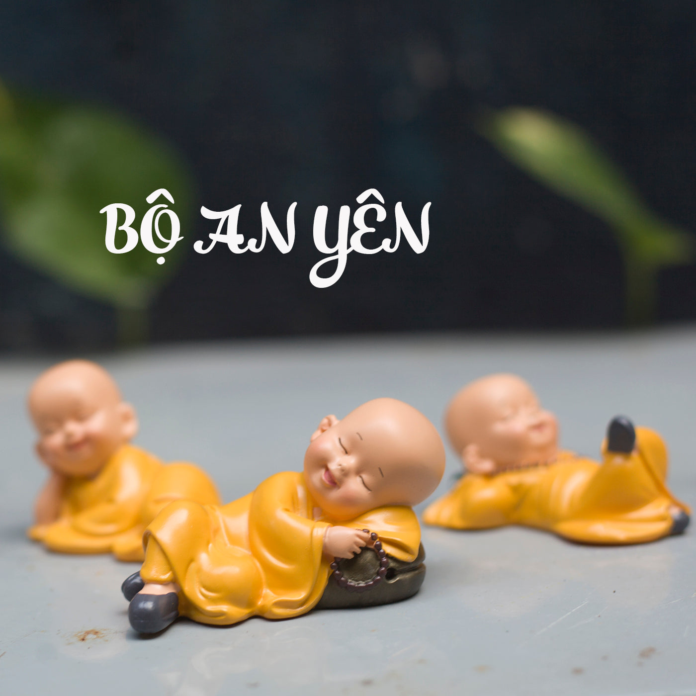 Cute Monk Figurines Set – 8cm Mini Buddha Novice Monks in Yellow Robes | Zen Home & Desk Decor
