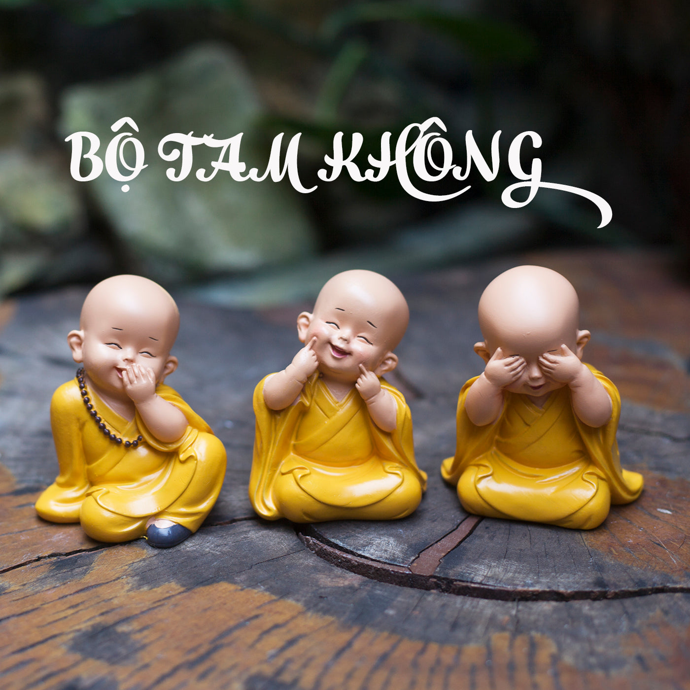 Cute Monk Figurines Set – 8cm Mini Buddha Novice Monks in Yellow Robes | Zen Home & Desk Decor