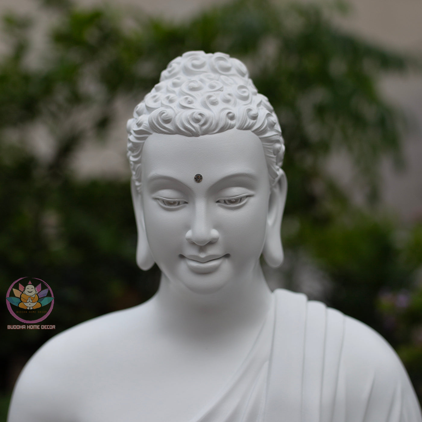 White Buddha Statue Set – Shakyamuni 57 cm, Ksitigarbha and Quan Yin 50 cm | Composite Resin and Stone Powder | Buddhist Altar Decor